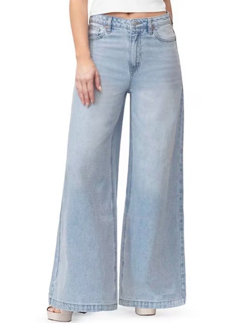 STEVE MADDEN Stevie Jeans Super High Rise Wide Leg Jeans Light Wash Size 31 NWT